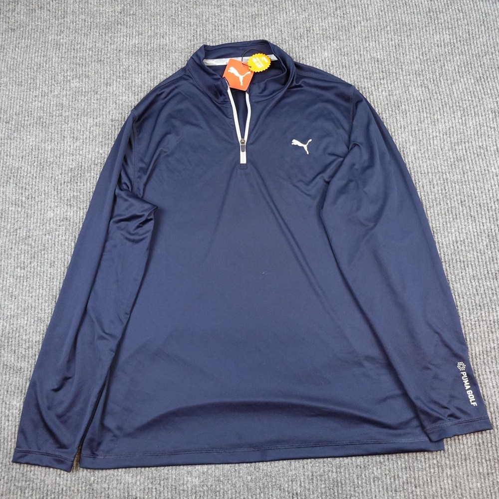 Puma Golf Pullover Mens XL Blue 1/4 Zip Long Sleeve UV Protection Shirt